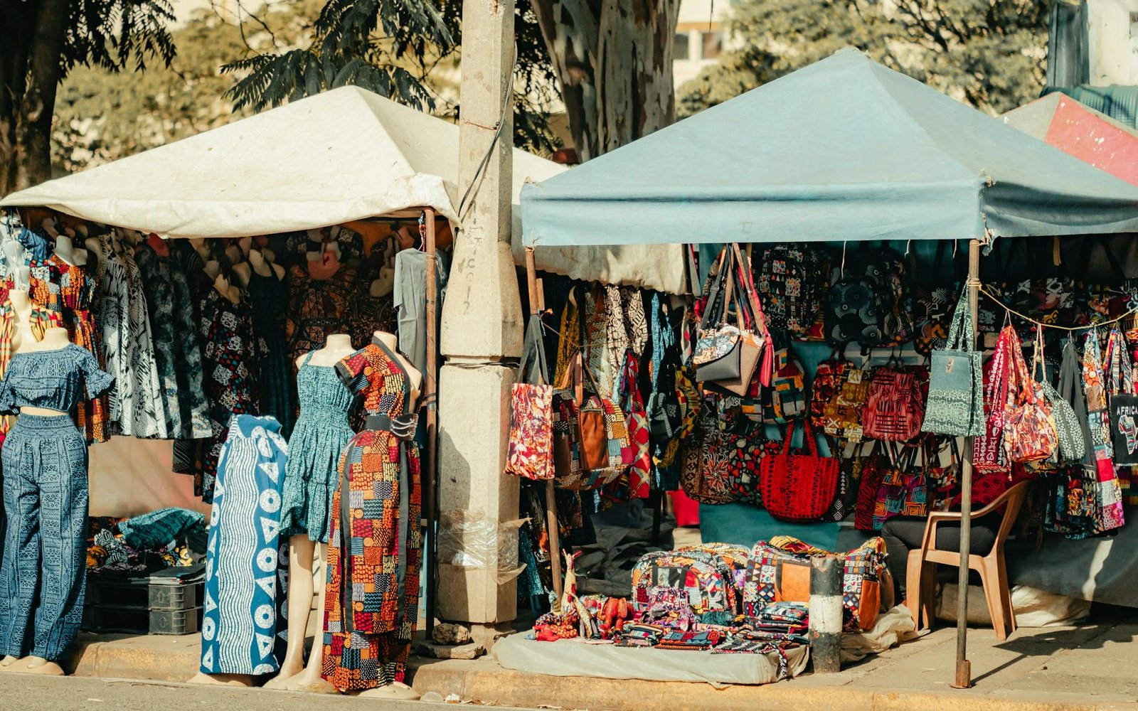 vibrant nairobi market stalls displaying african textiles